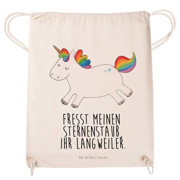 Mr. & Mrs. Panda Sporttasche Einhorn Happy - Transparent - Geschenk, Sportbeutel, Sportbeutel Kind (1-tlg), Weiche Kordel