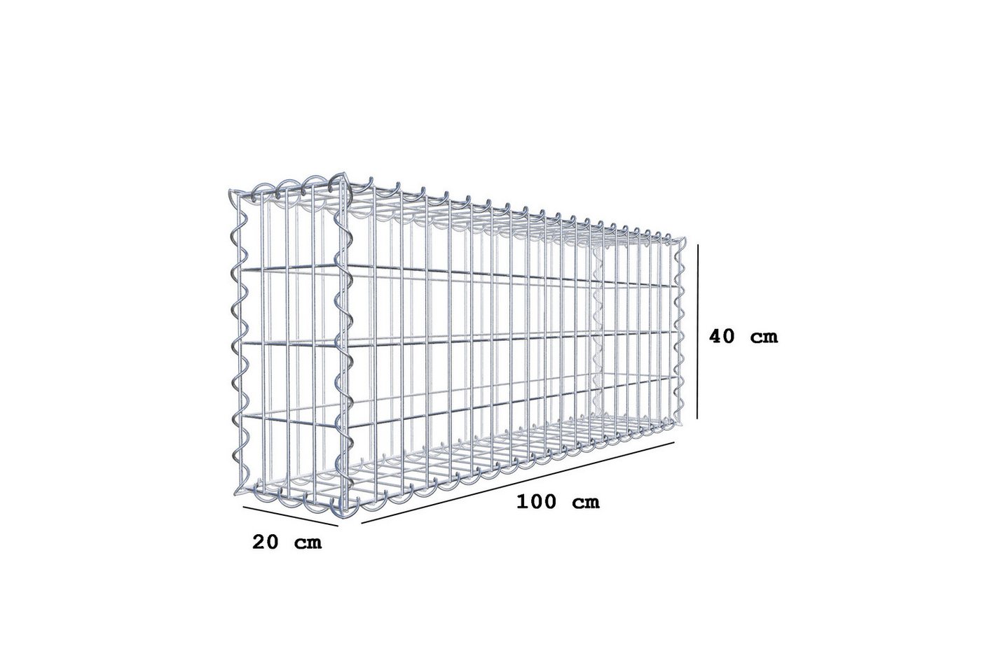 Thumbnail - Gabiona Gabionenzaun Gabione 100 cm x 40 cm x 20 cm (L x H x T), Maschenweite 5 cm x 10, (Gabione 100 cm x 40 cm x 20 cm...
