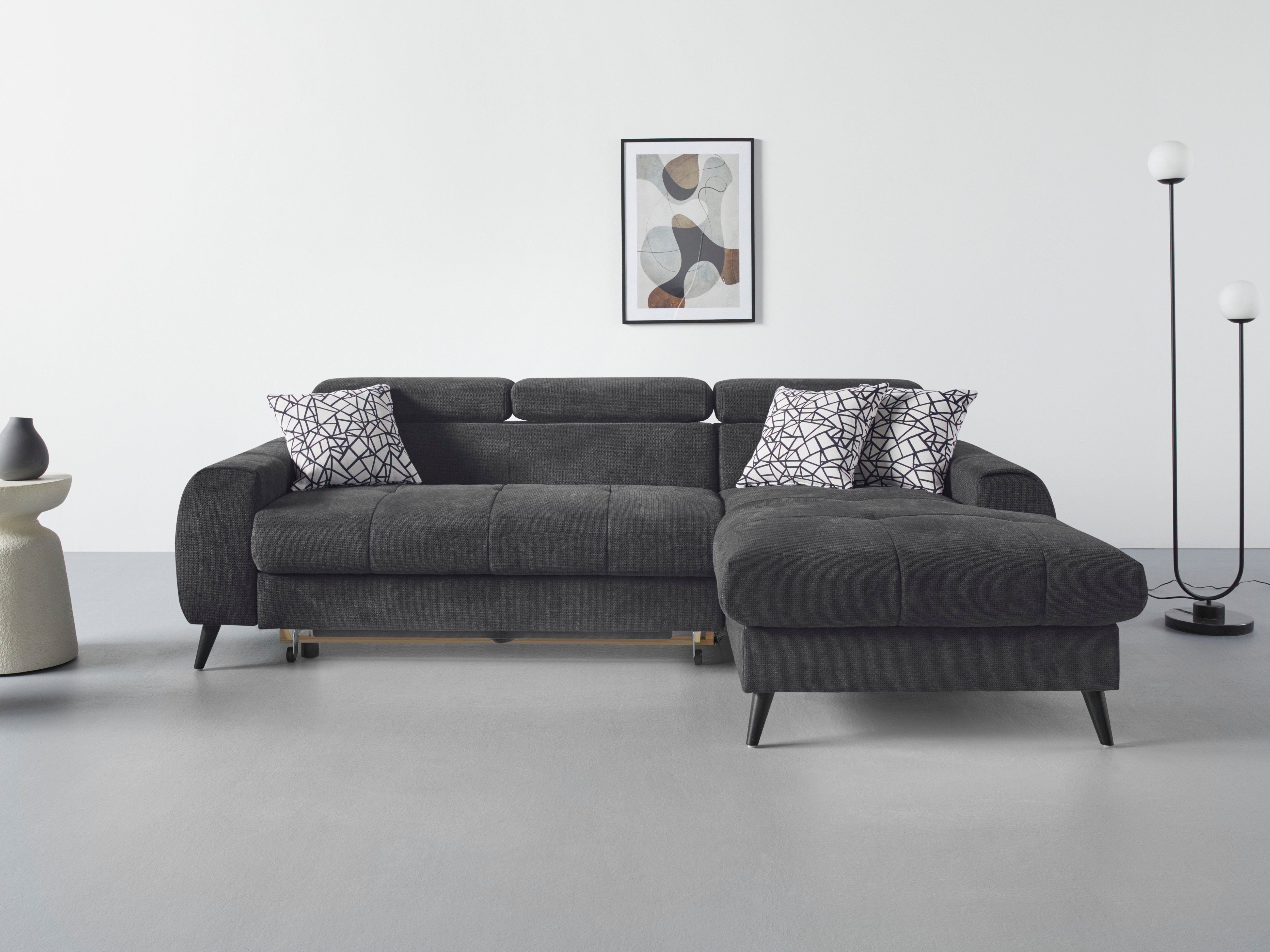COTTA Ecksofa "Mia L-Form mit 3 Zierkissen", wahlweise mit Bettfunktion, Be günstig online kaufen