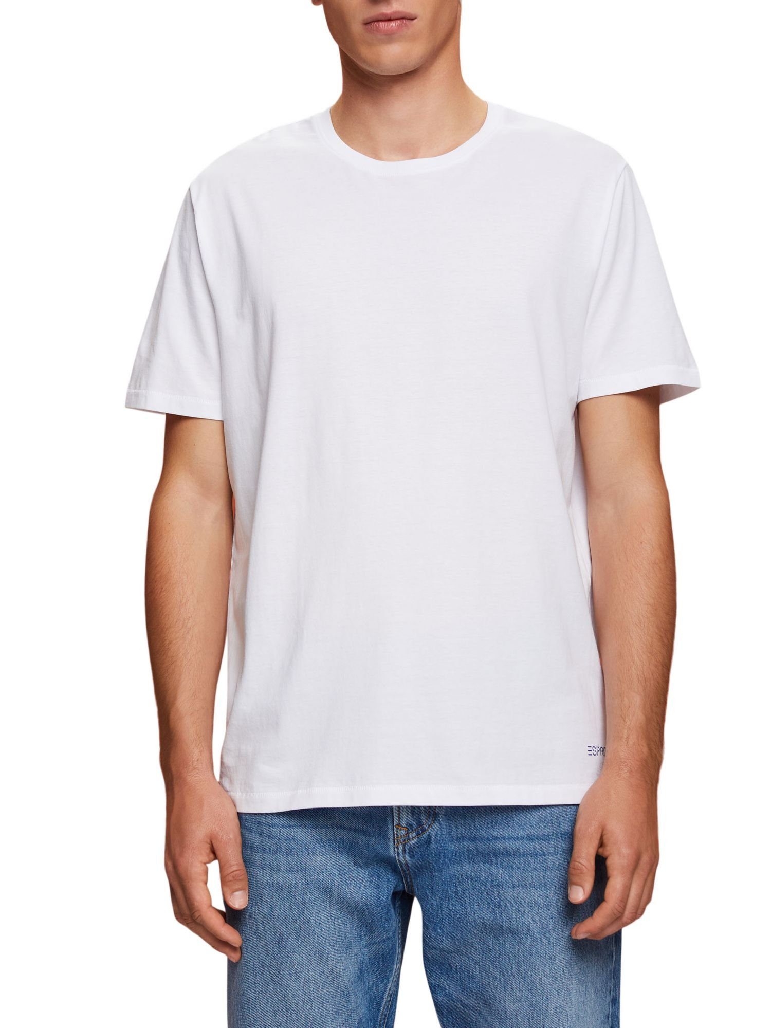 edc hinten, (1-tlg) Baumwolle by Print Jersey-T-Shirt mit T-Shirt WHITE Esprit 100 %