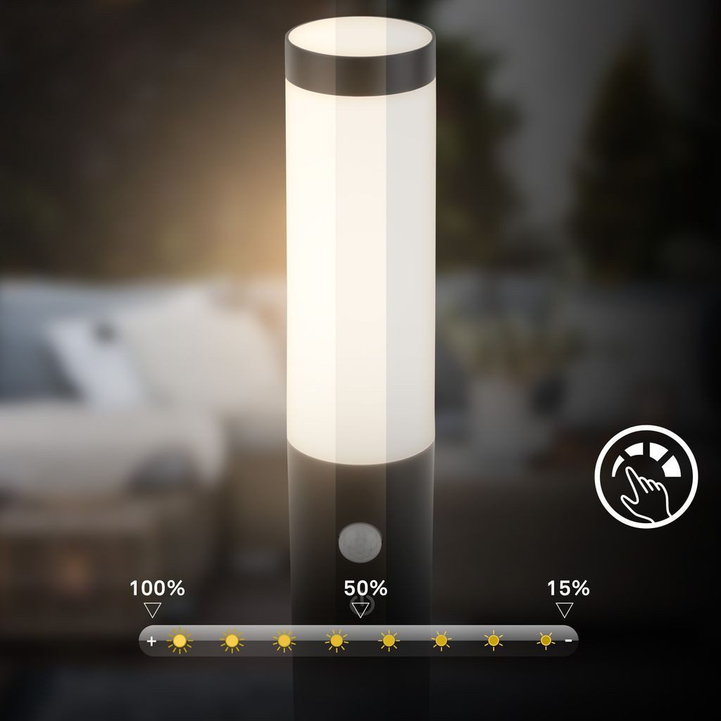 Briloner Leuchten Wandleuchte LED Wandlampe kabellos Akku USB-C Bewegungsmelder, LED wechselbar, 3000K - Warmweiß, 6x6,5x35 cm, Akku tauschbar, Indoor/Outdoor, Balkon, Hauswand