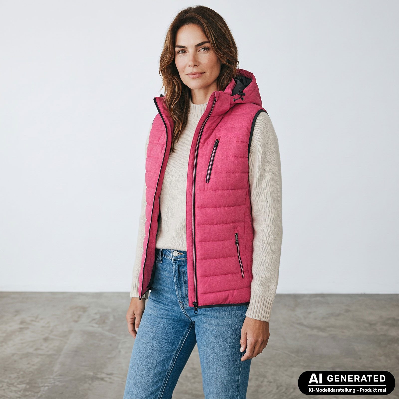 Blue Wave Steppweste Damen Weste Nathalie gesteppt Kapuze - Damenweste Outdoor-Weste leicht Abnehmbare & verstellbare Kapuze, 2-Wege-Reißverschluss, Taschen – Bild 3 von 5