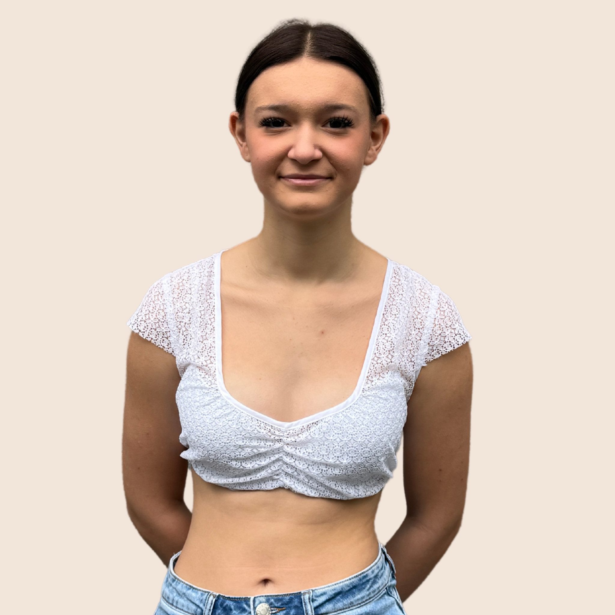 Ramona Lippert Dirndlbluse Wanda weiß Spitze Flügelärmel Rundhals Trachten günstig online kaufen