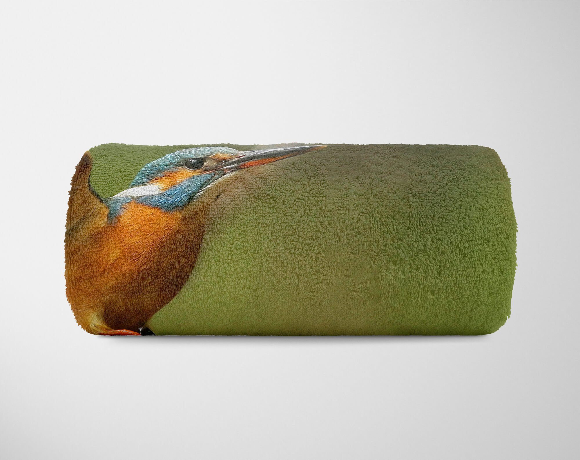 Baumwolle-Polyester-Mix Handtuch Sinus Art mit Eisvogel Handtücher Saunatuch Tiermotiv (1-St), Kingfishe, Handtuch Strandhandtuch Kuscheldecke