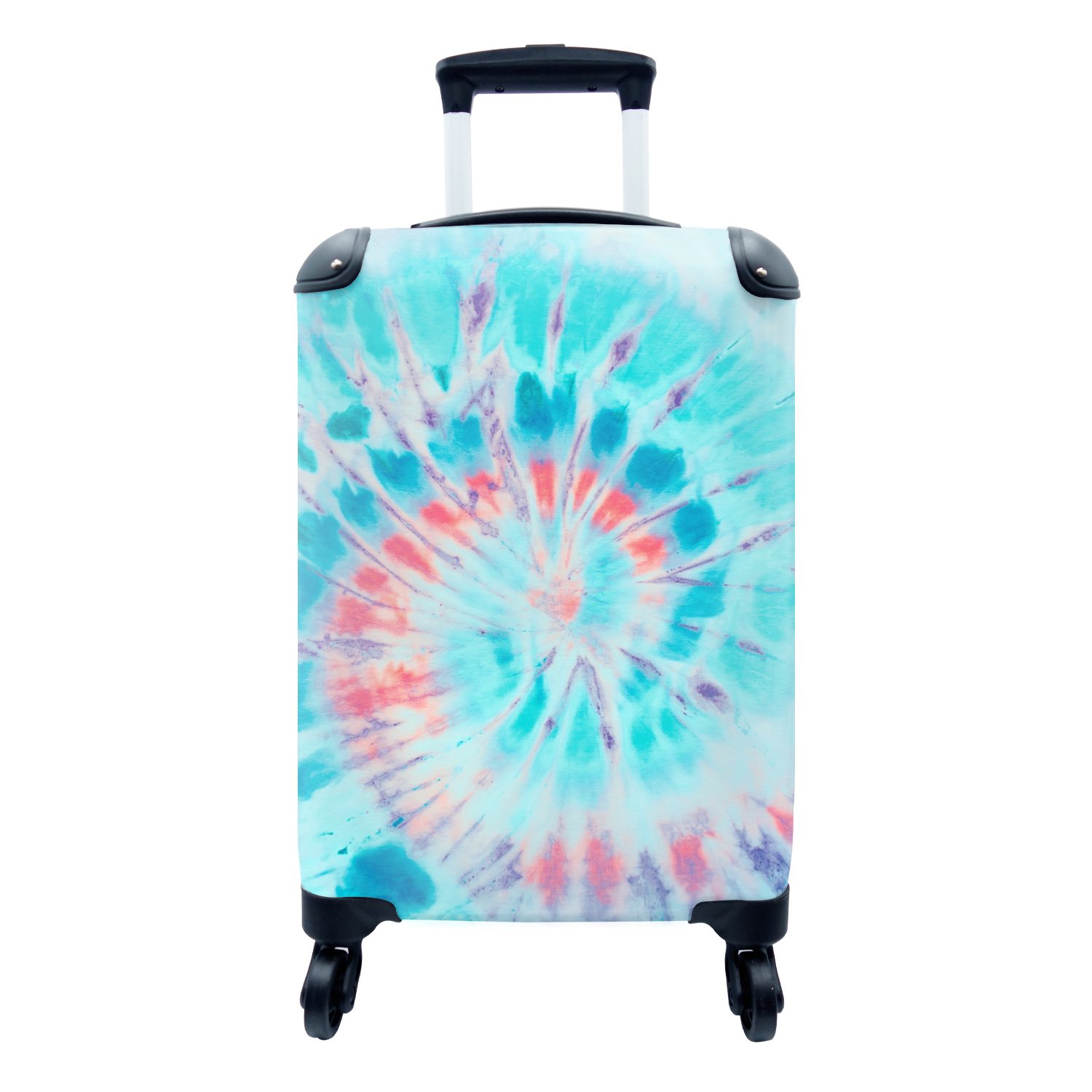 MuchoWow Handgepäckkoffer Sommer Reisekoffer Reisetasche - - 4 Trolley, Handgepäck Krawattenfärbung rollen, mit Ferien, Rollen, Blau, für