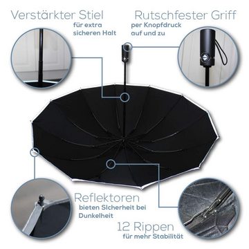 Mutoy Taschenregenschirm Groß Sturmfest, Umgekehrter Faltschirm für Herren und Damen, 210T Teflon-Beschichtung 105 cm Spannweite 12 Rippen Schirm