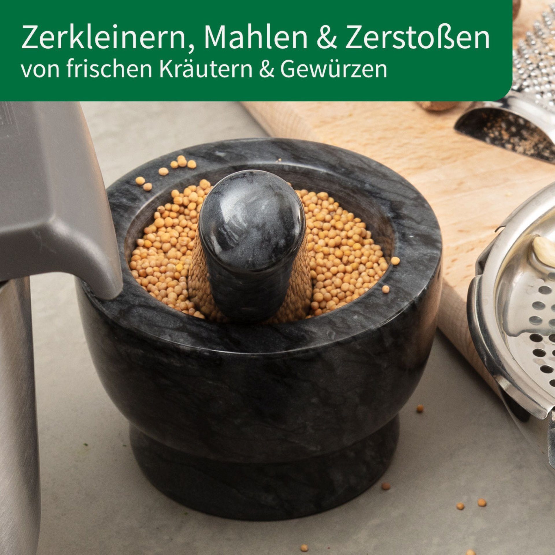 Chefkoch trifft Fackelmann Mörser Granit Mörser, Gewürzmörser, Kräutermörser, Pesto Mörser