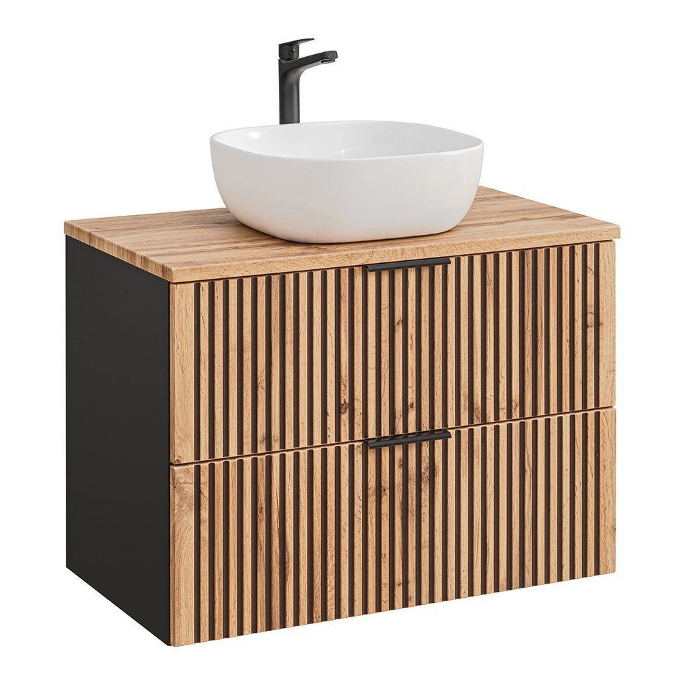 Lomadox Waschtisch XANTEN-56, 80 cm inkl. Waschbecken in anthrazit mit Eich günstig online kaufen