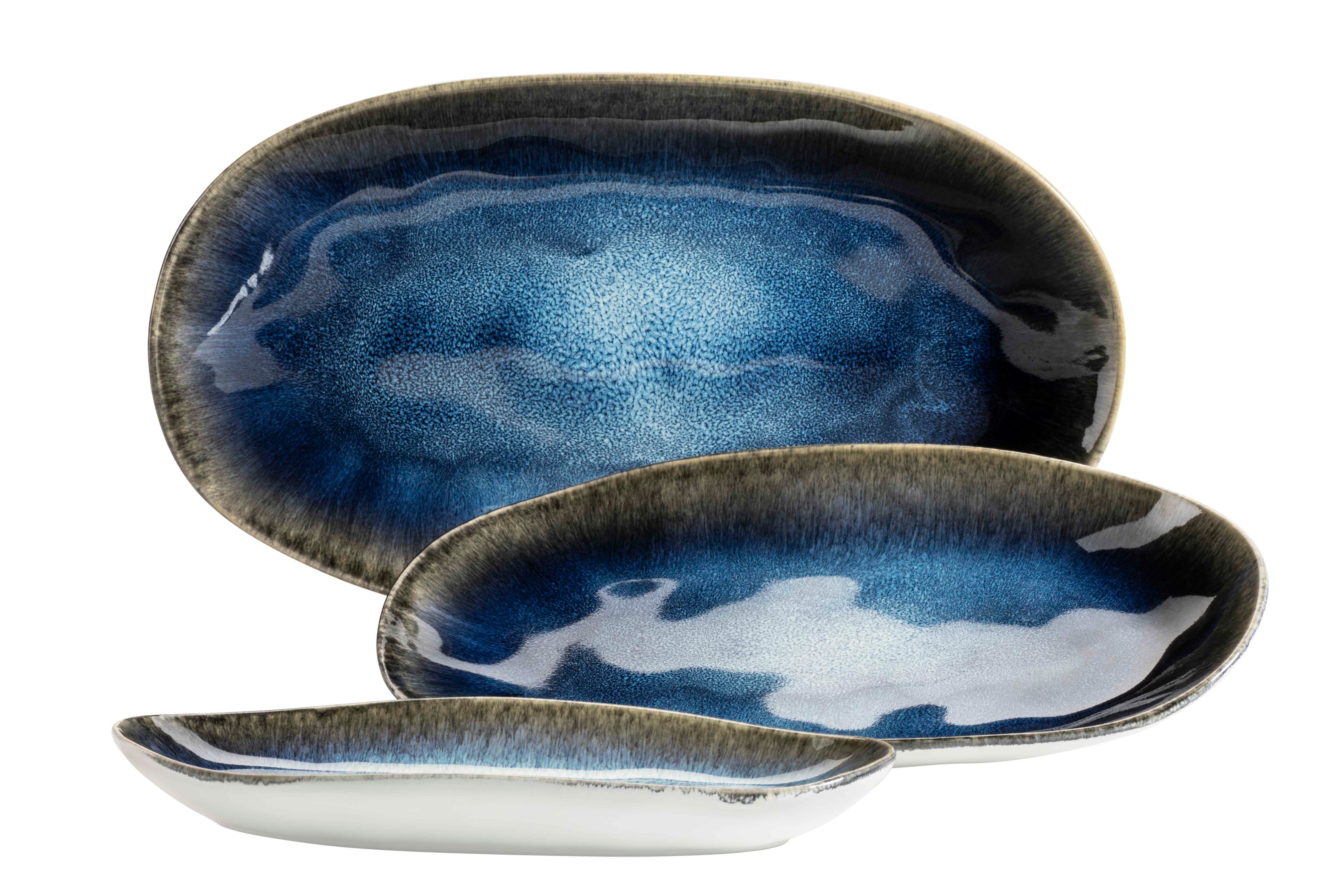 MÄSER Servierplatte Frozen, Servierplatten-Set, Steinzeug, Steinzeug, (Set, 3-tlg)