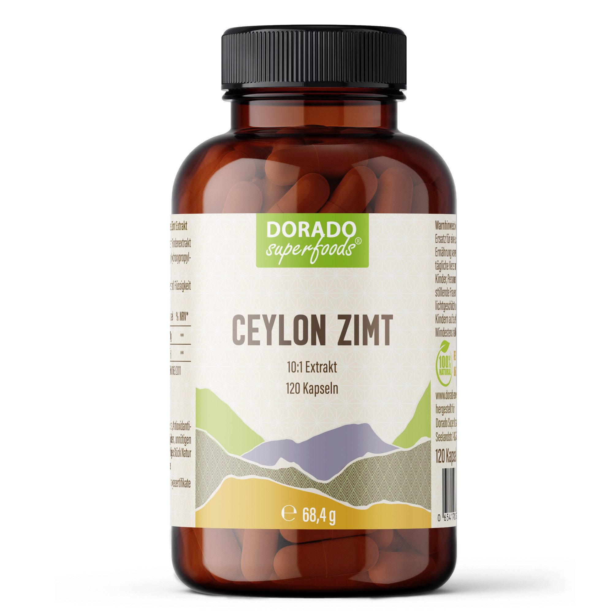 Dorado Superfoods Ceylon Zimt Kapseln – 470 mg Extrakt, 10 % Polyphenole – 120 Stück Kapseln, 120 St., 68.4 g