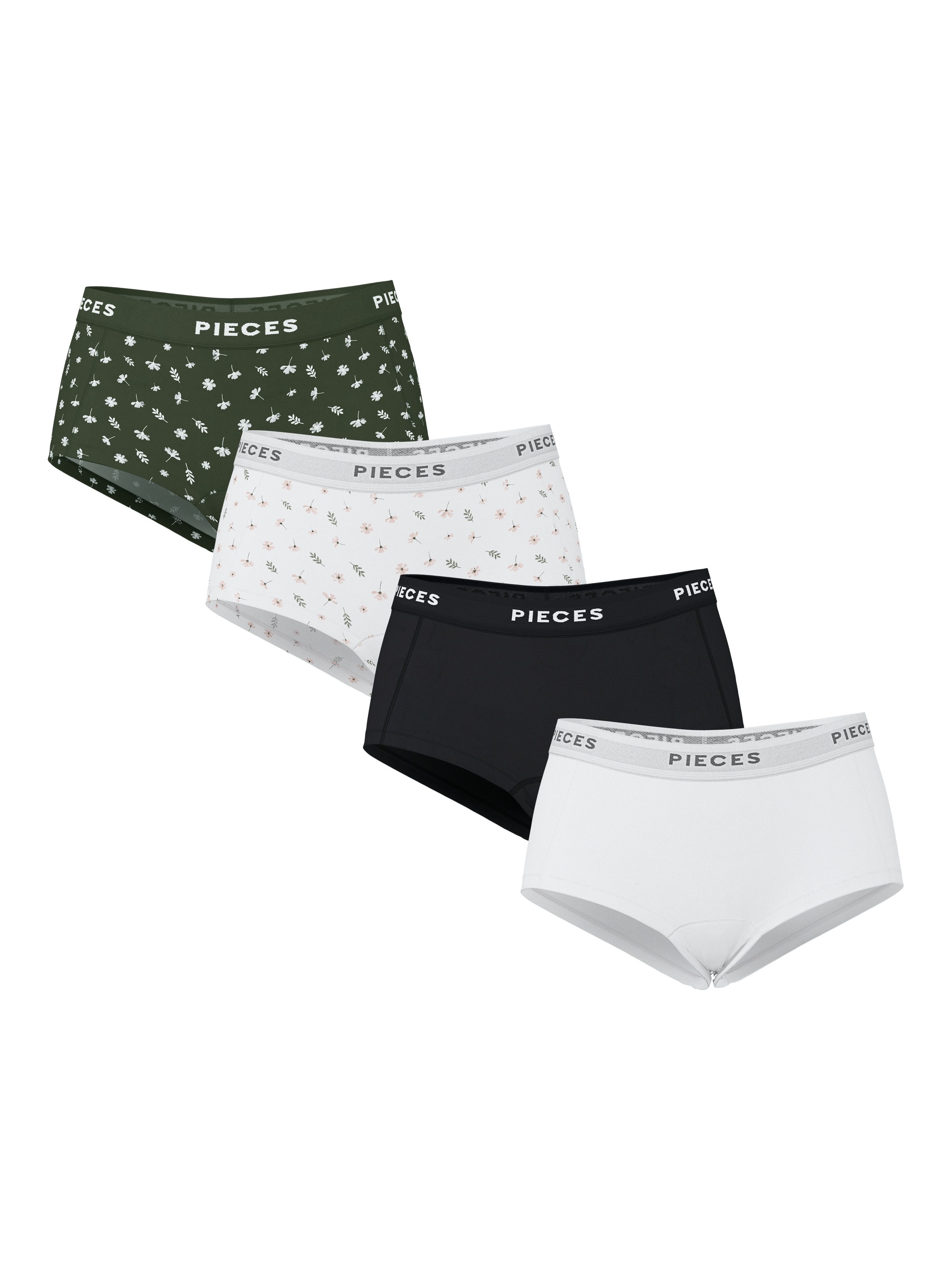 pieces Hipster PCLOGO LADY 4 PACK AOP/SOLID NOOS BC (Packung, 4-St) günstig online kaufen