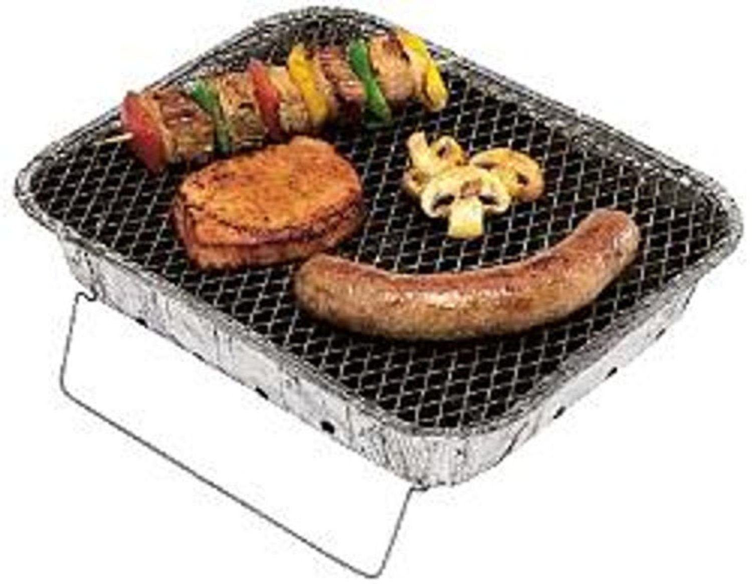 BURI Holzkohlegrill 5x Einweg-Grill Holzkohlegrill Campinggrill Picknickgrill Einweggrill