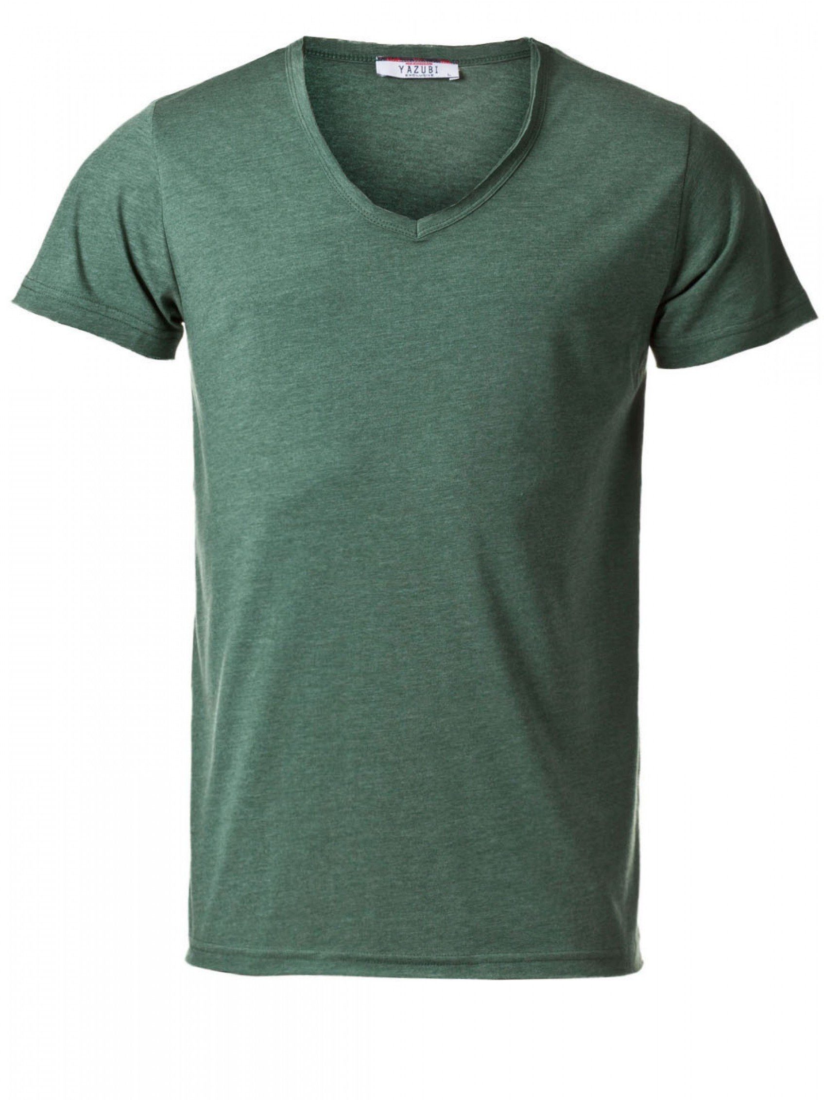 Yazubi T-Shirt Noah V-Neck Shirt bequemes T-shirt mit V-Ausschnitt Grün green