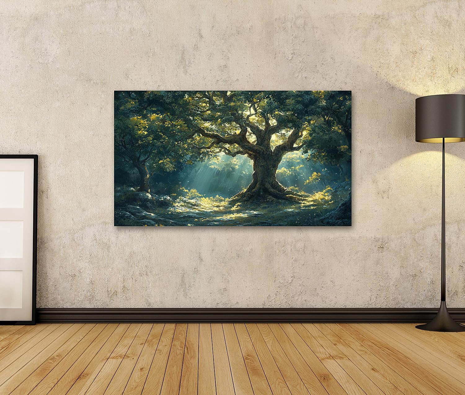 islandburner Leinwandbild Leuchtender Baum im verwunschenen Wald