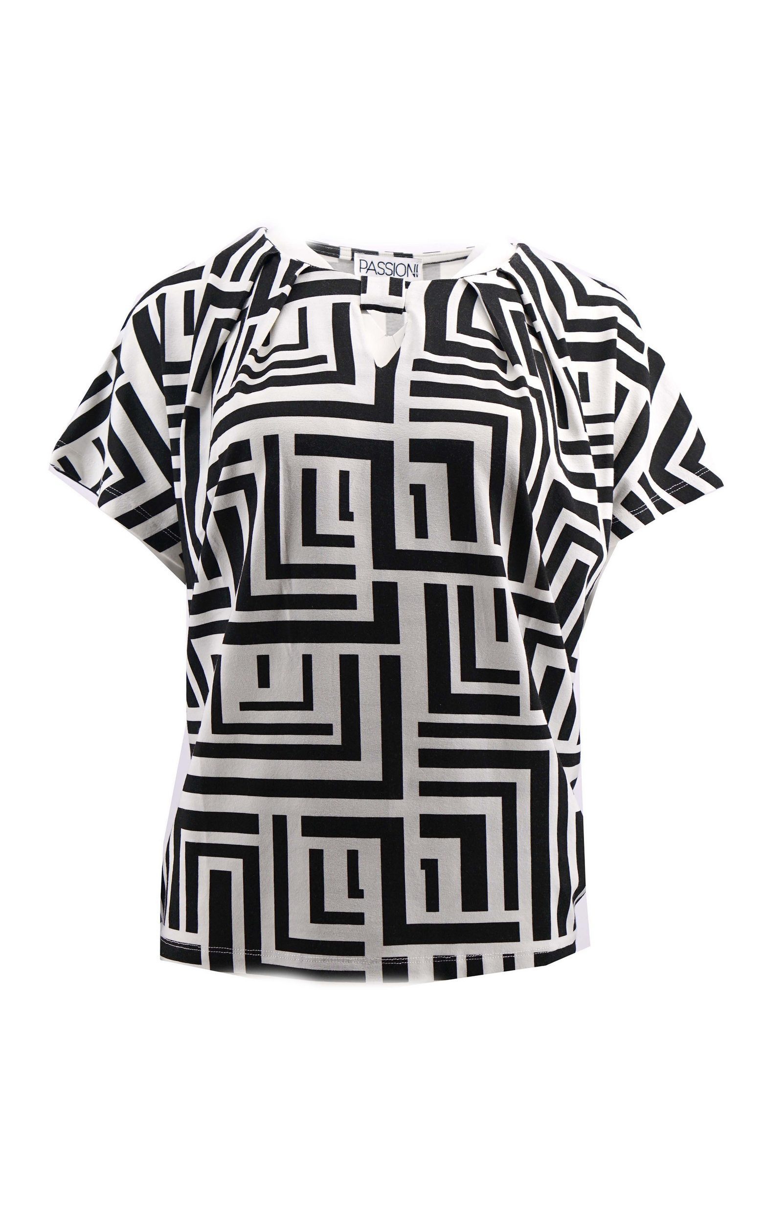 Passioni Print-Shirt Schwarz-weißes T-Shirt mit Kasten günstig online kaufen