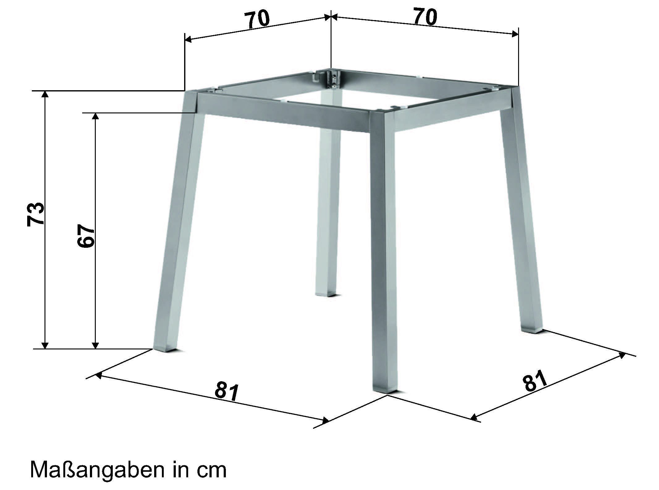 sieger Tischgestell Loft Polytec, in Graphit, Aluminium - 70x73x70cm (BxHxT)