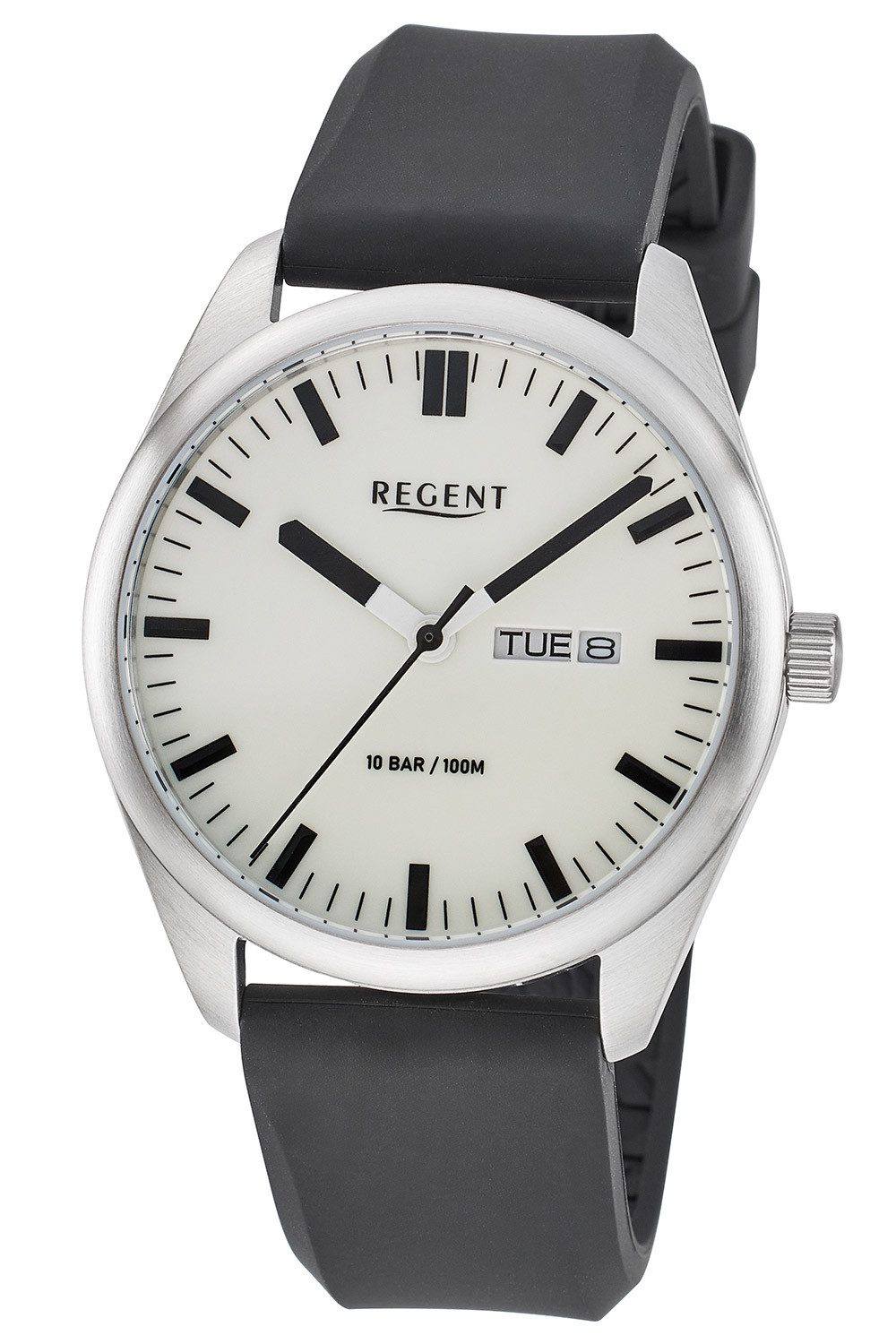 Regent Quarzuhr Gut Ablesbar Edelstahl/Grau