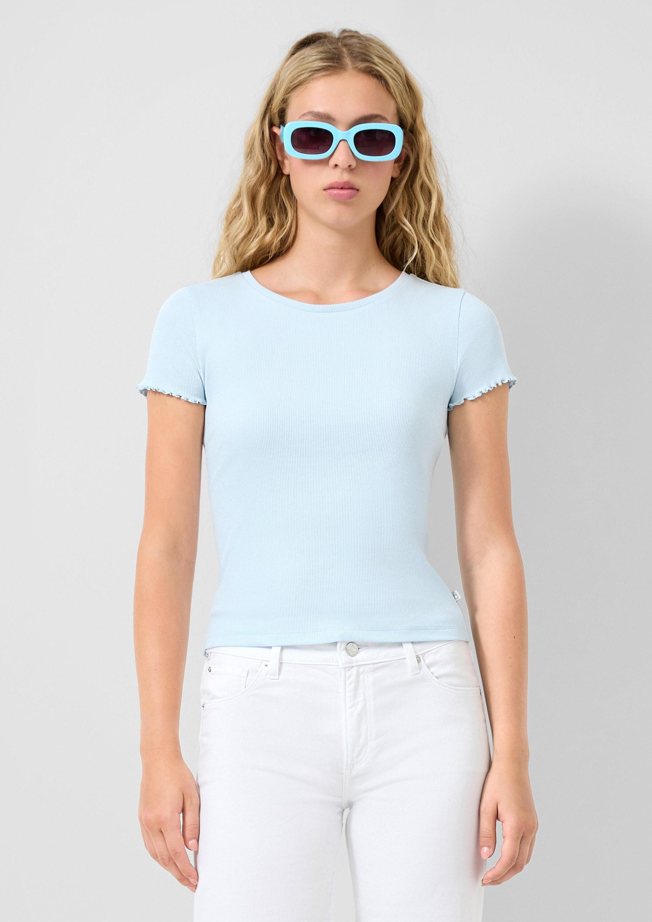 QS Kurzarmshirt T-Shirt Rippshirt günstig online kaufen