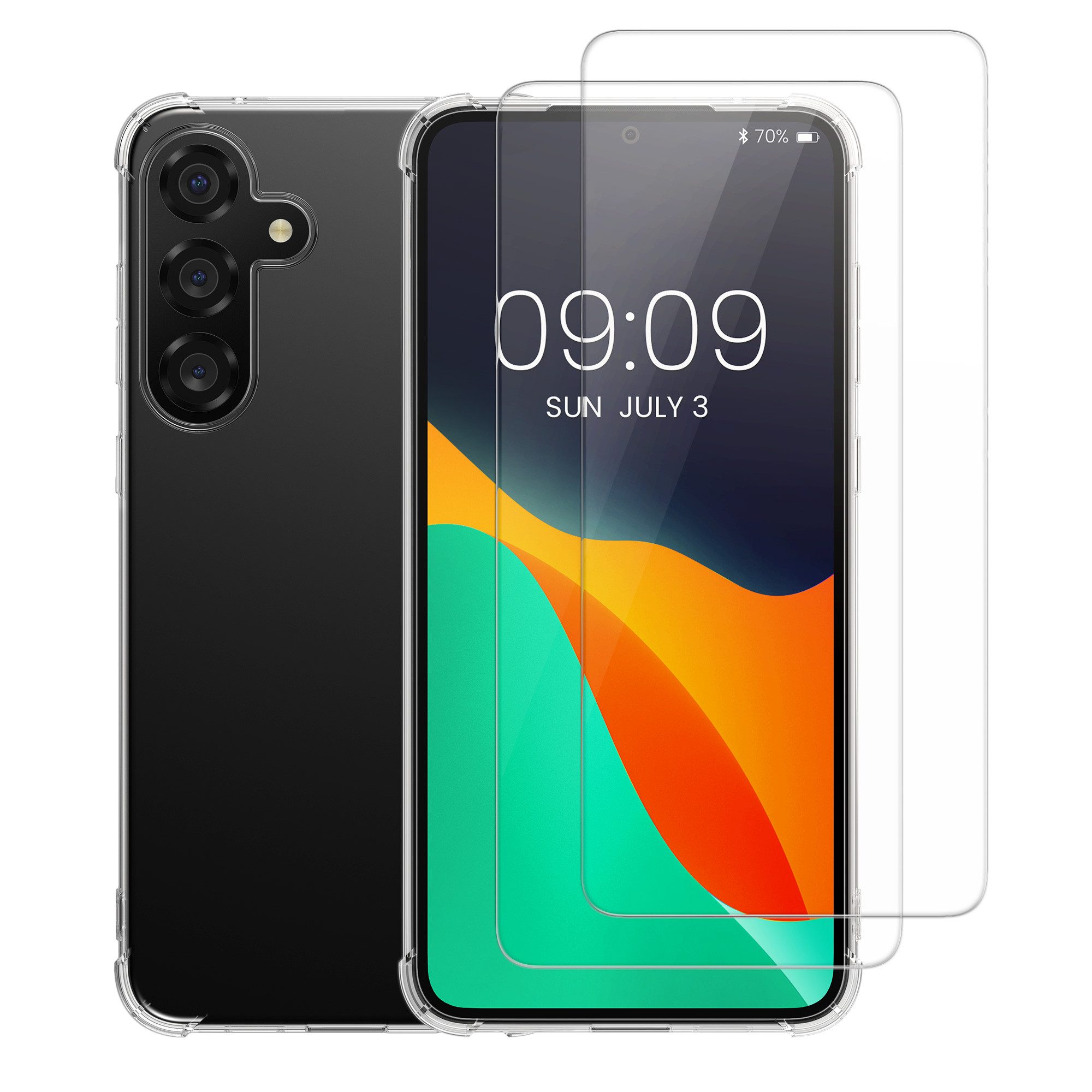kalibri Handyhülle Hülle für Samsung Galaxy S25 Case, Handyhülle mit 2x Glas Schutz Folie - Cover Handyhülle