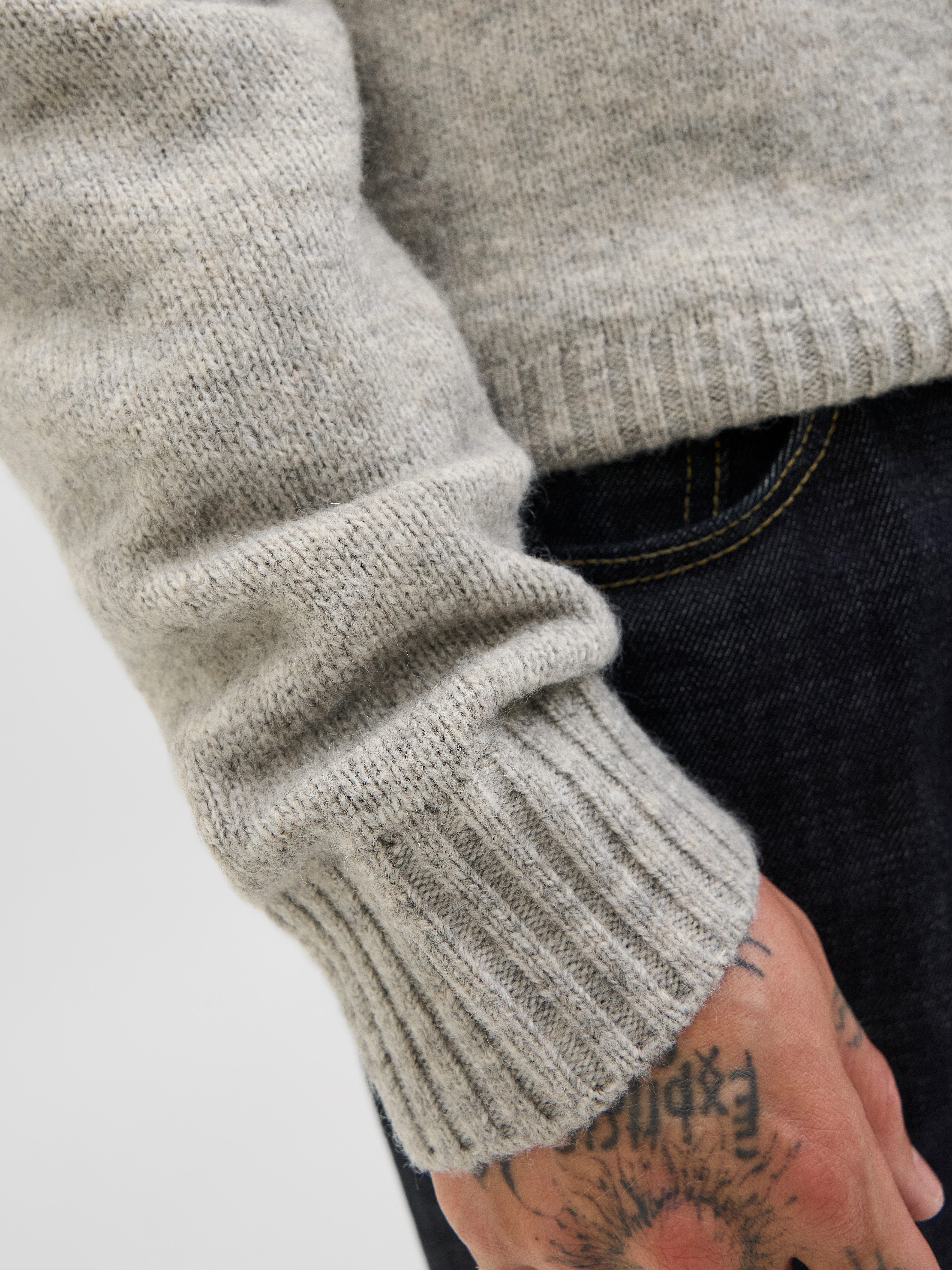 Jack & Jones Rundhalspullover JJESOHO OLLIE KNIT CREW NECK SN Materialmix, relaxed fit – Bild 4 von 5