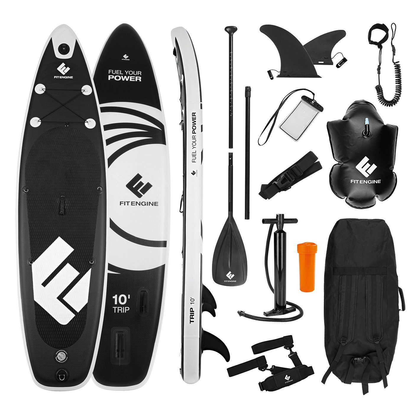 FitEngine Inflatable SUP-Board Stand Up Paddle, 305cm 110kg Board aufblasbar Stand-up Paddel