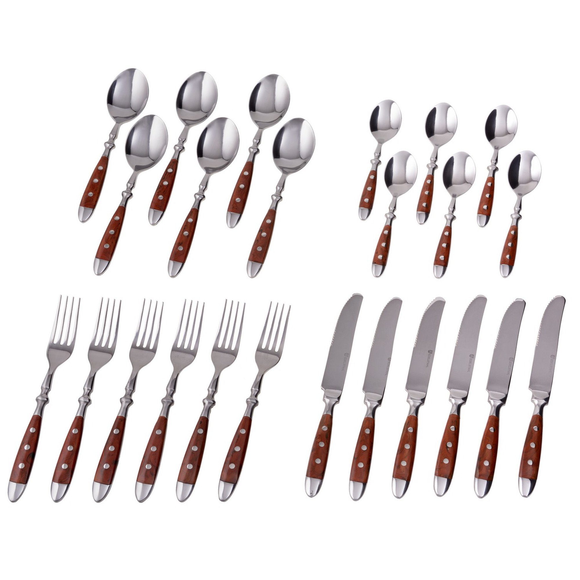 GRÄWE Besteck-Set GRÄWE Tafelbesteck 24-tlg., für 6 Personen, Serie Nürnberg, BRAUN, Edelstahl 18/0
