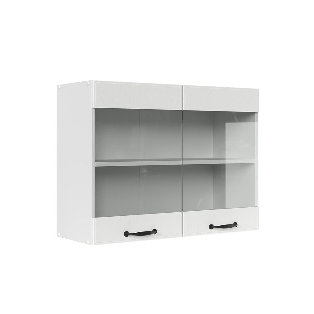 Vicco Glashängeschrank R-Line, Weiß Landhaus/Weiß, 80 cm (1-St)