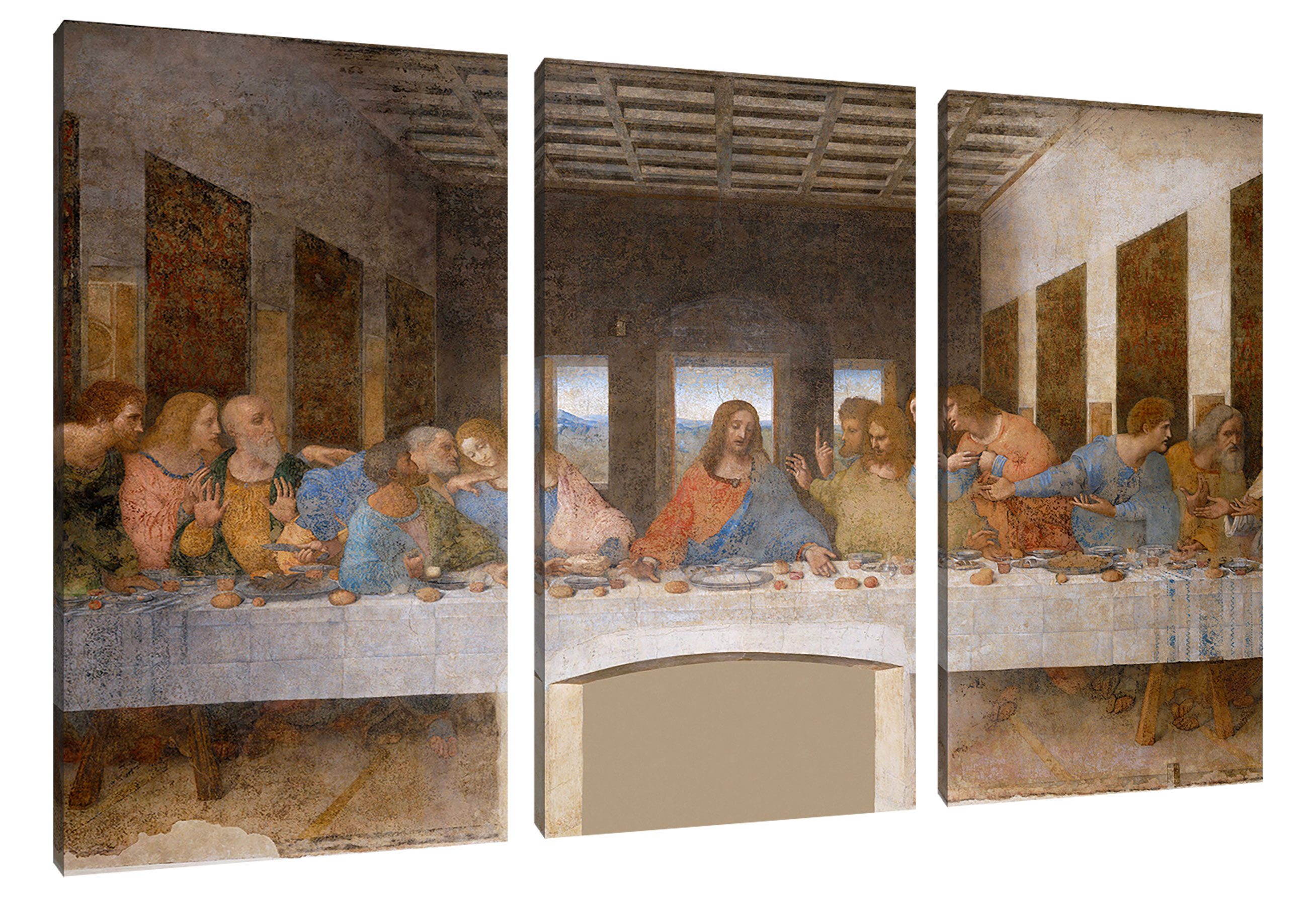 Pixxprint Leinwandbild Leonardo da Vinci - Das letzte Abendmahl, Leonardo da Vinci - Das letzte Abendmahl 3Teiler (120x80) (3 St), Leinwandbild fertig bespannt, inkl. Zackenaufhänger