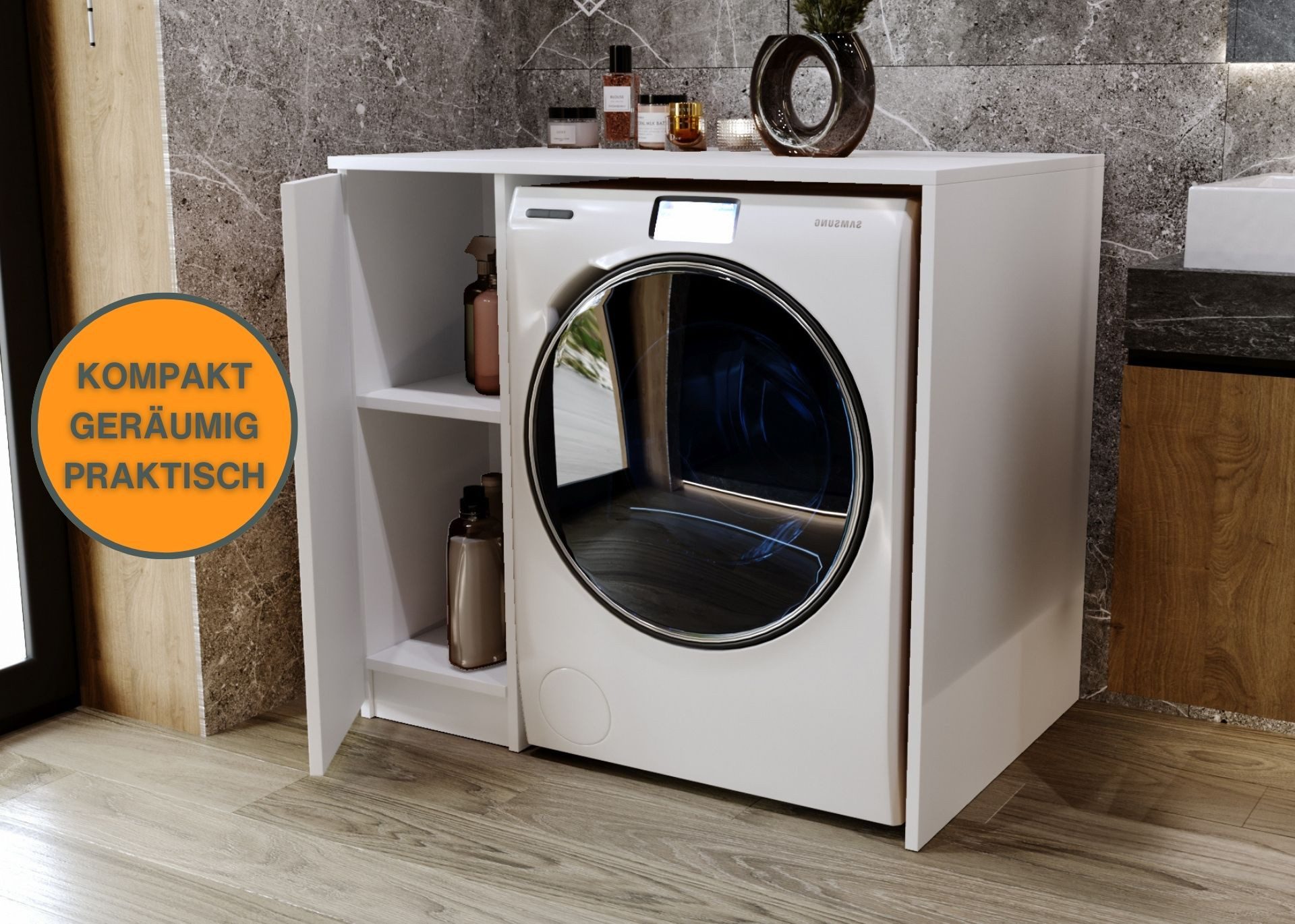 Raumhirsch Furniture Waschmaschinenumbauschrank mit Stauraum für Waschmasch günstig online kaufen