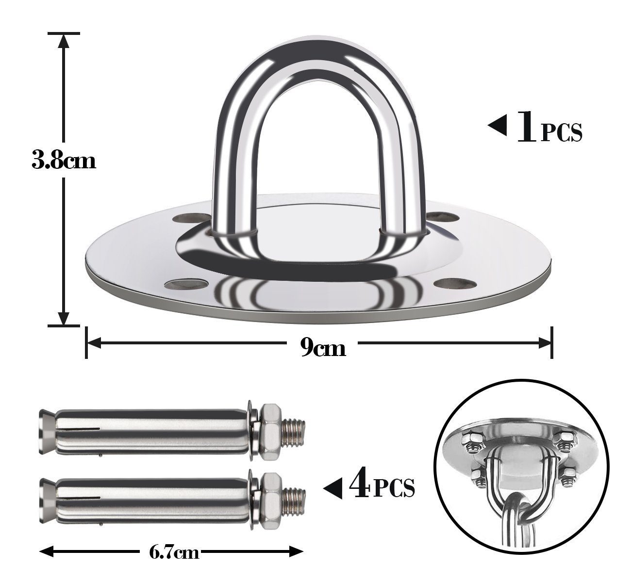 ElitVita Deckenhalter Deckenhaken Edelstahl Halterung, 450kg Tragekraft, fü günstig online kaufen