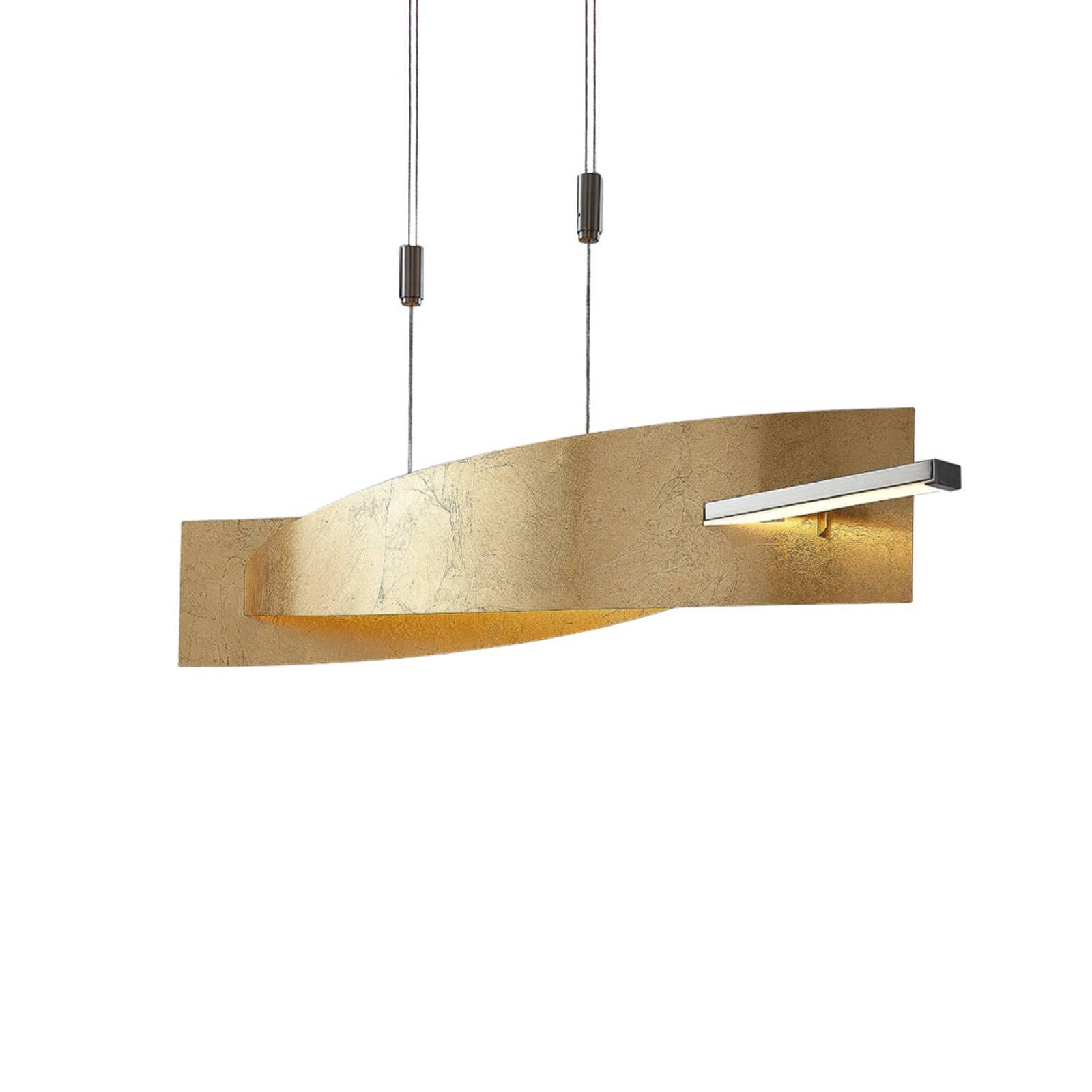 Lucande LED-Hängeleuchte Marija, dimmbar, LED-Leuchtmittel fest verbaut, warmweiß, Modern, Metall, Kunststoff, gold, silber, 1 flammig, inkl.