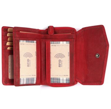 Benthill Geldbörse Damen Echt Leder Portemonnaie RFID Portmonee viel Kartenfächer Vintage, RFID-Schutz Kartenfächer Münzfach Reißverschlussfach