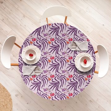 Abakuhaus Tischdecke Rundum-elastische Stofftischdecke, Blumen Sehr große Blätter und Blumen-Kunst