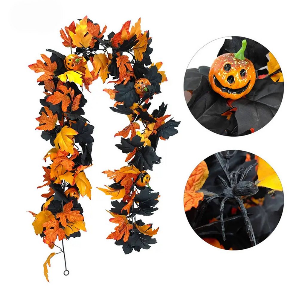 Kunstranke Herbst Girlande Ahornblätter, Ahornblatt Kürbis Herbstkranz, Sorvyzxn, Halloween Girlande Dekorationen für Tisch Kamin Fenster Außenbereich
