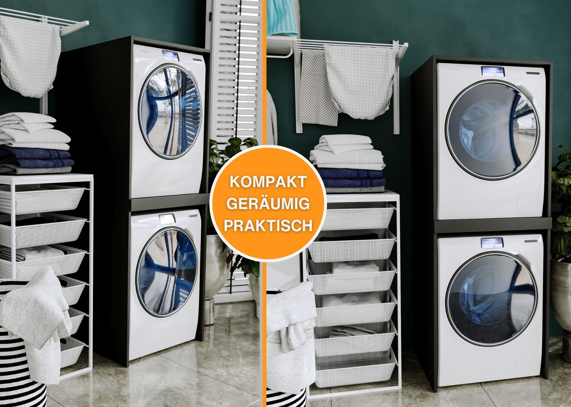 Raumhirsch Furniture Waschmaschinenumbauschrank für zwei Geräte – stabiler günstig online kaufen