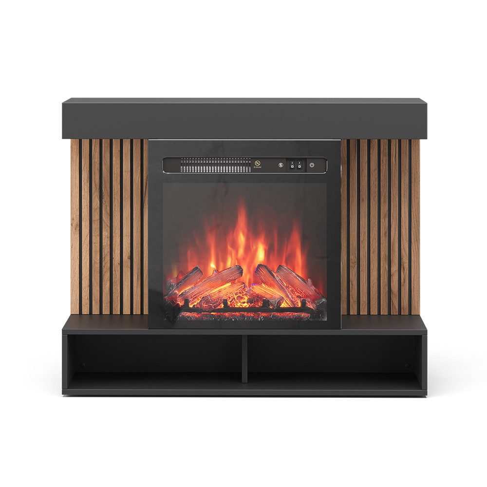Vicco Kaminumbauschrank Lynea, Schwarz, 100 cm günstig online kaufen