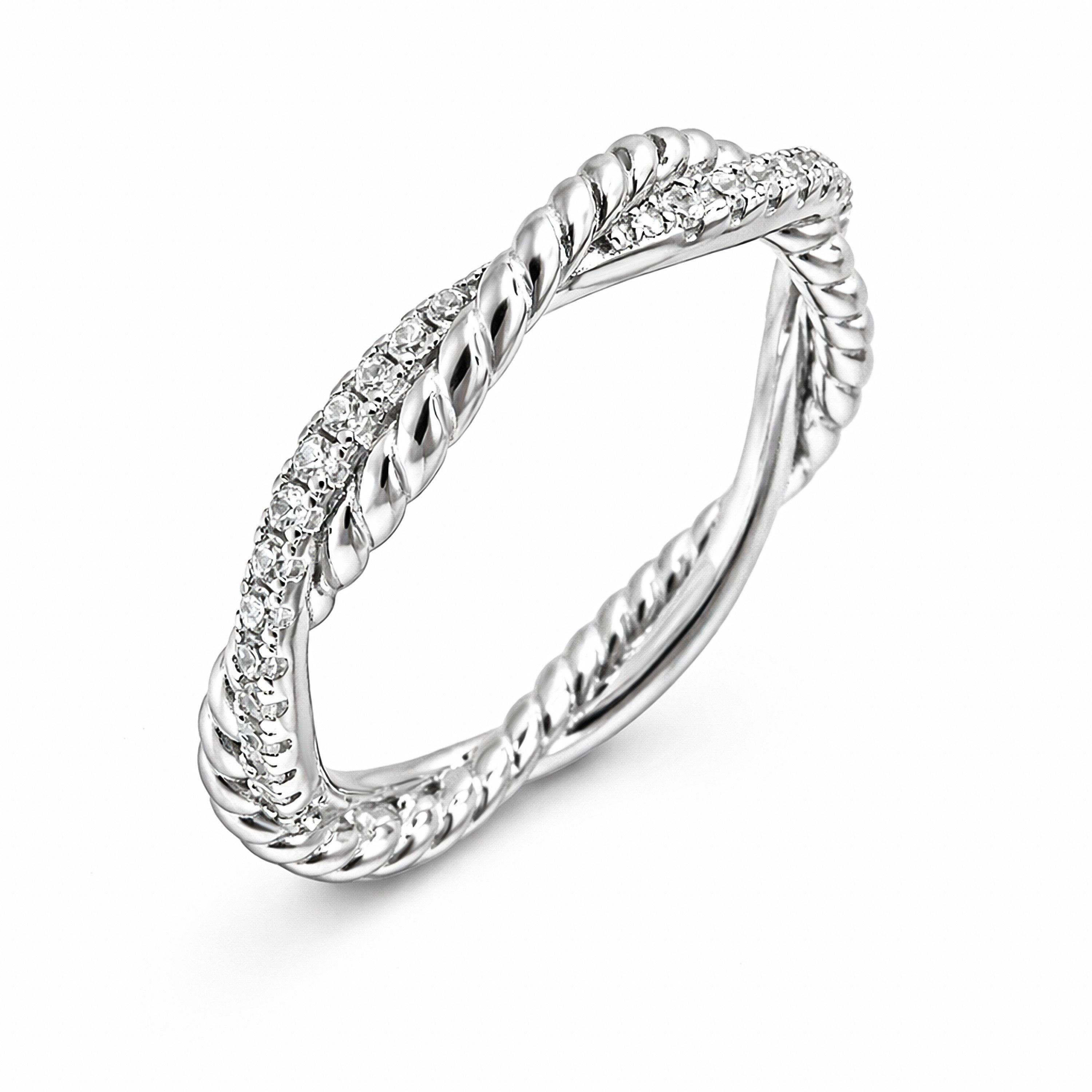 Firetti Fingerring Schmuck Geschenk Silber 925 Damenring verdrehte und geflochtene Optik, mit Zirkonia (synth)