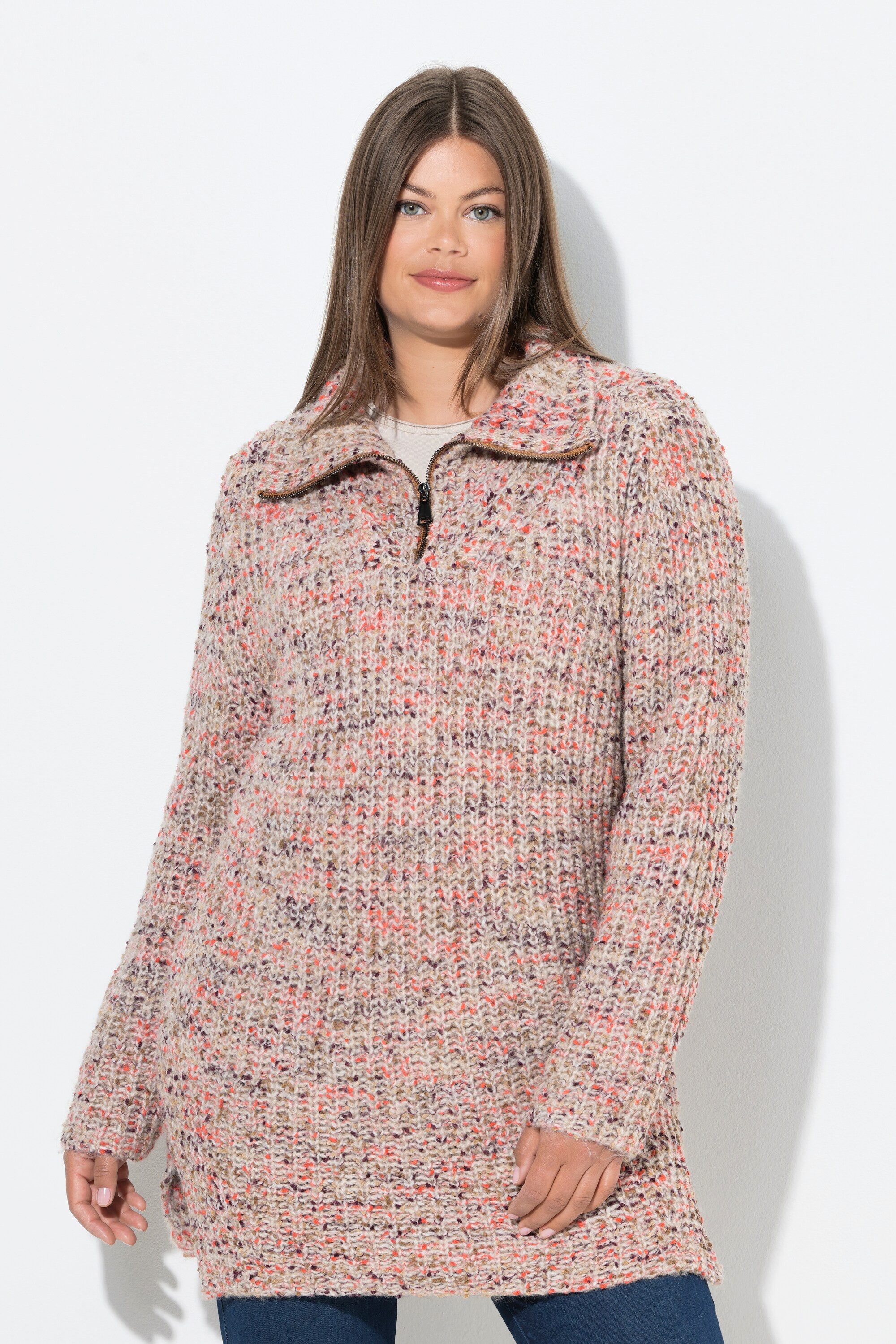 Laurasøn Fleecepullover Long-Strickpullover Langarm Trojakragen günstig online kaufen