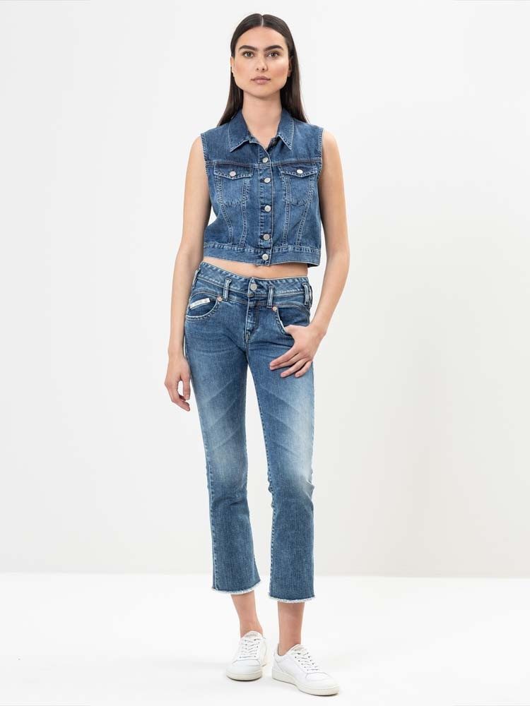 Herrlicher Bootcut-Jeans Pearl Boot Cropped Organic Denim Offene Saumkante günstig online kaufen