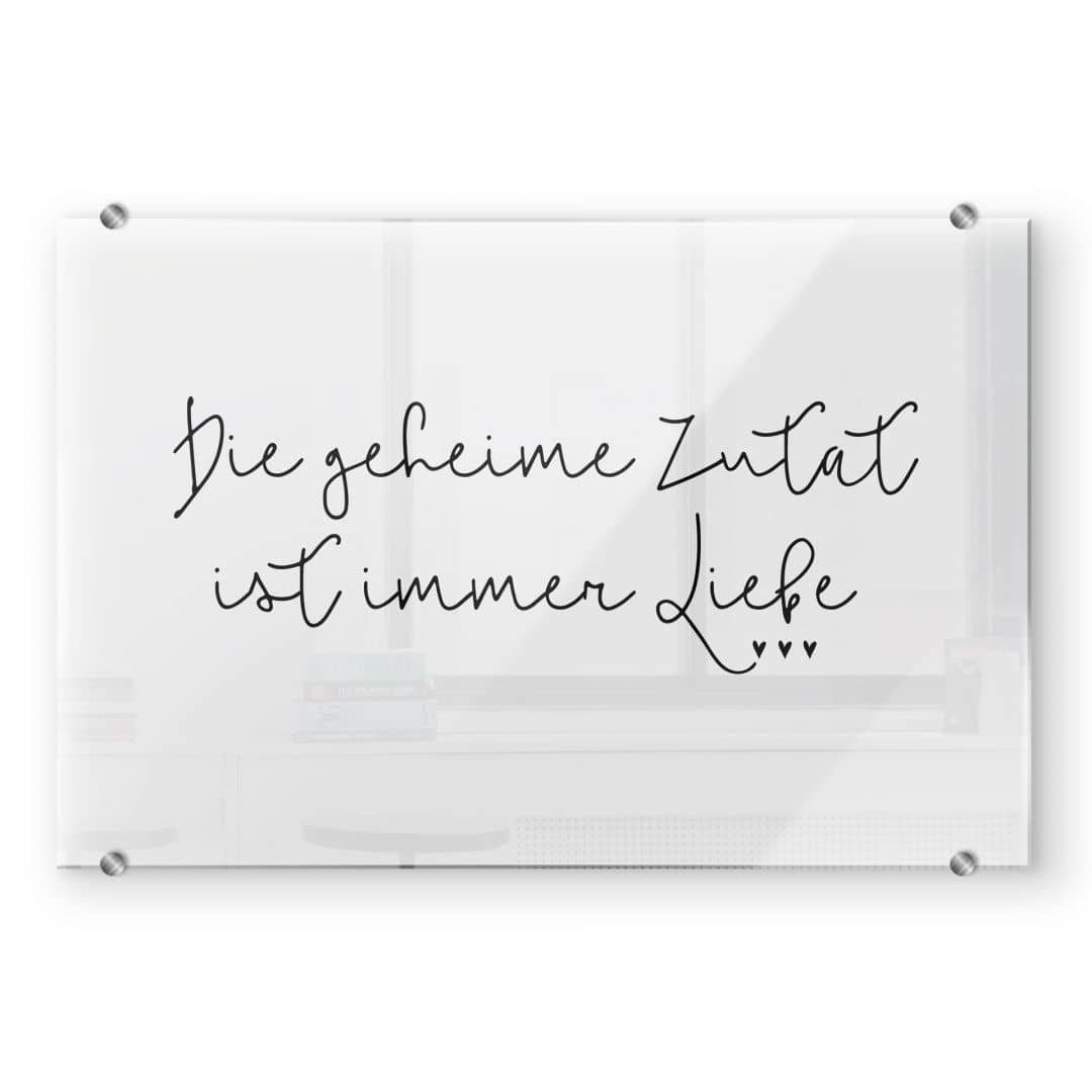 K&L Wall Art Spritzschutz Herd Küchenrückwand Klarglas Schriftzug Geheime Zutat