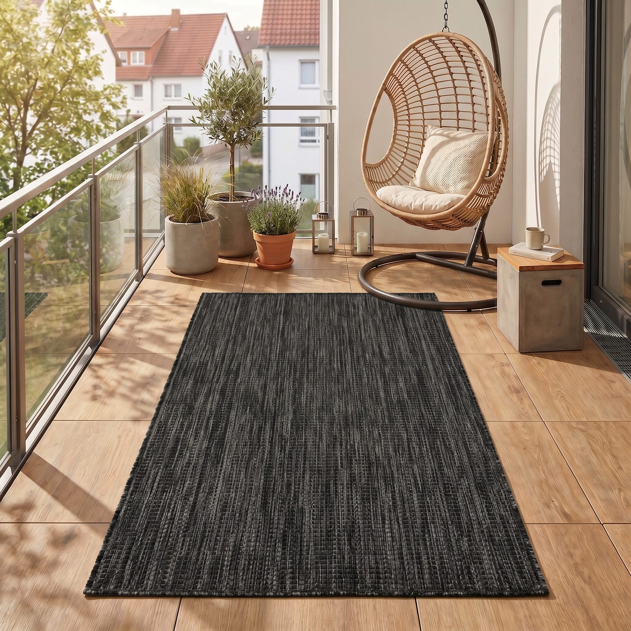 Teppium Teppich Einfarbig, Läufer, Höhe: 3 mm, Teppich Wetterfest Waschbar Balkon, Garten, Terrasse und Küchenteppich