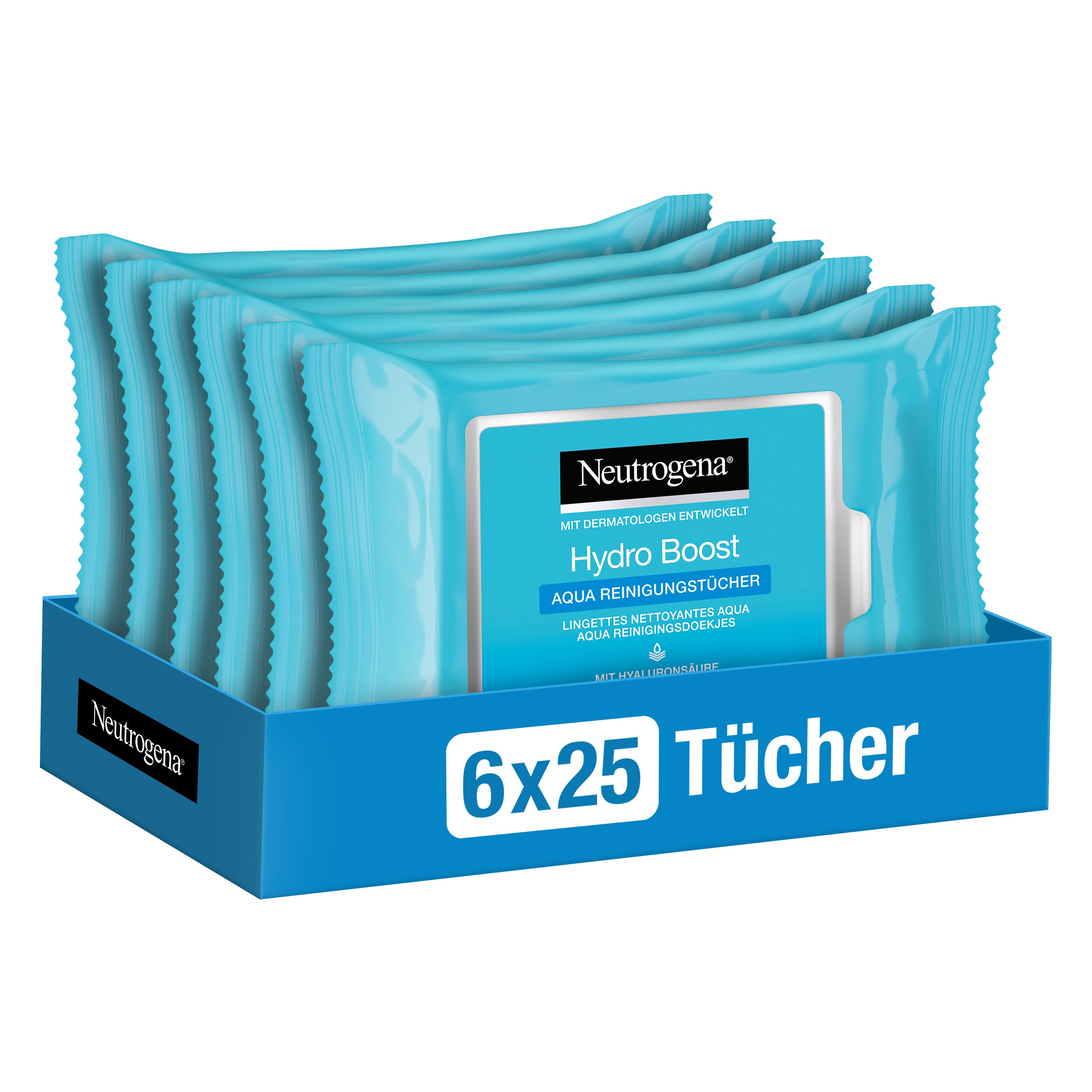 Neutrogena Gesichtsreinigungstücher Hydro Boost Aqua 6er-Pack (6x 25St)