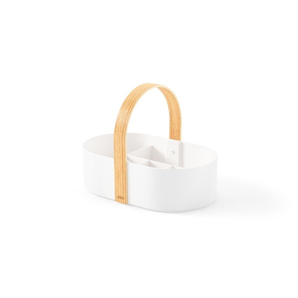 Umbra Organizer Bellwood Caddy, herausnehmbare Trennwand, für Make-up oder Stifte, Weiß/Natur