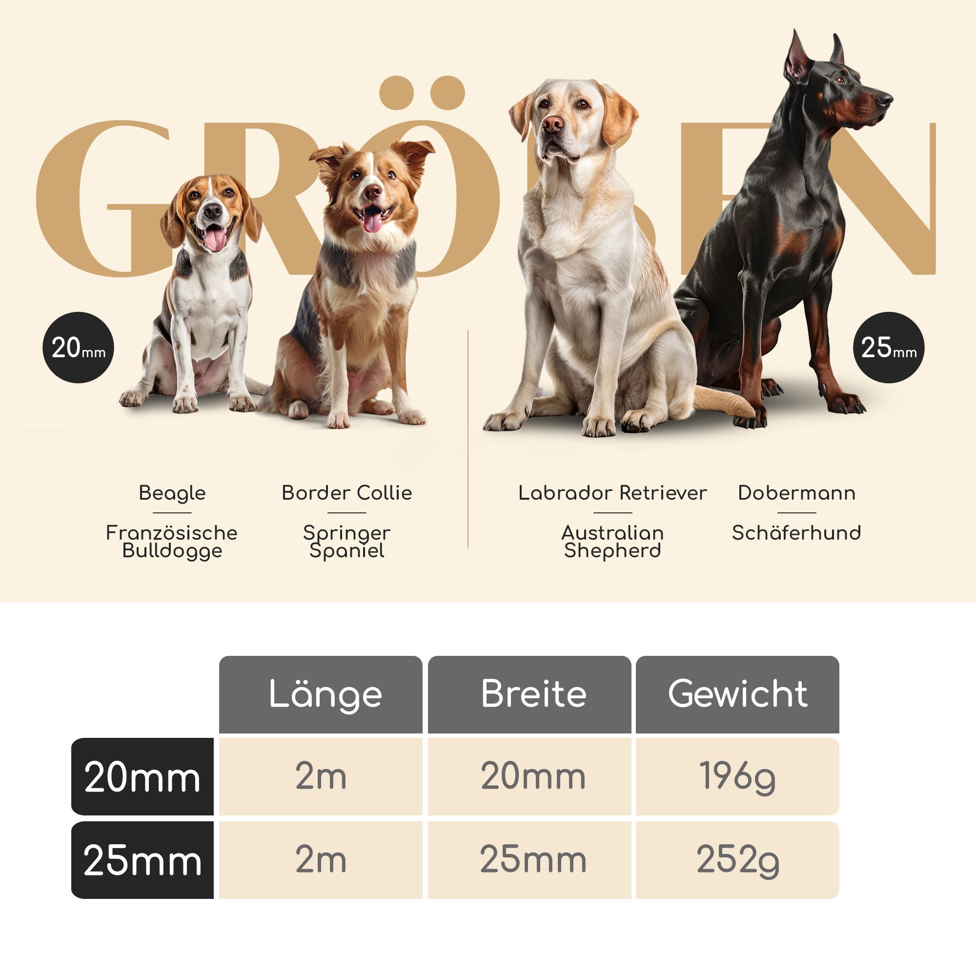 Freudentier Hundeleine 2m, verstellbar & gepolstert, Führleine aus Nylon, für mittelgroße & große Hunde