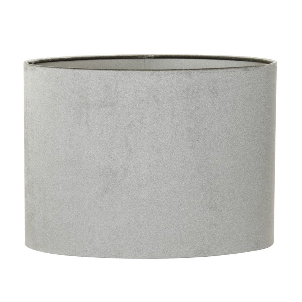 Dirk Davids Leuchten GmbH Lampenschirm Lampenschirm für Tischleuchte Oval Velours Zink Taupe 38-38-19cm