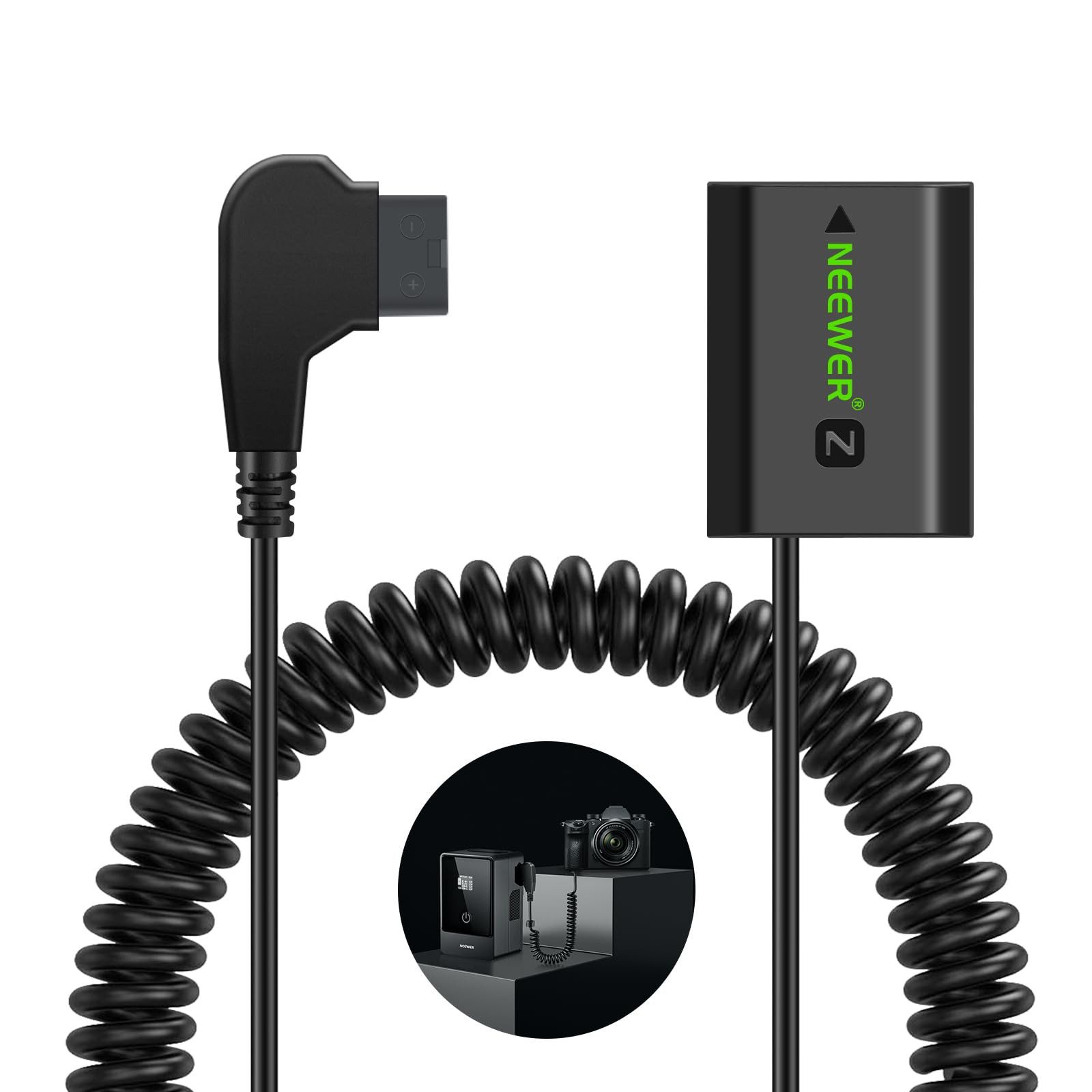 Neewer VP-FZ100 Dummy Akku für Sony A7/FX Serie mit D-Tap Kamera-Ladegerät (Packung, Vollständig dekodiert)