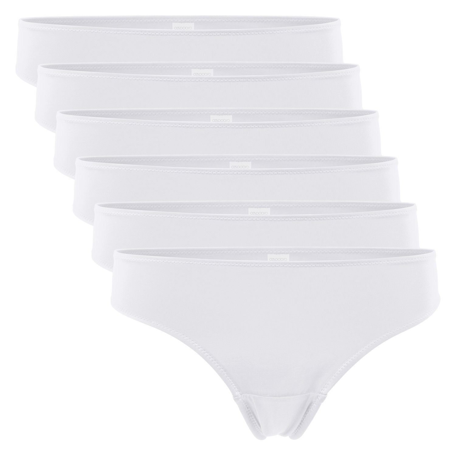 celodoro Tanga Damen String Tanga (6er Pack) Mini-Slips aus Quick Dry-Fasern Weiss