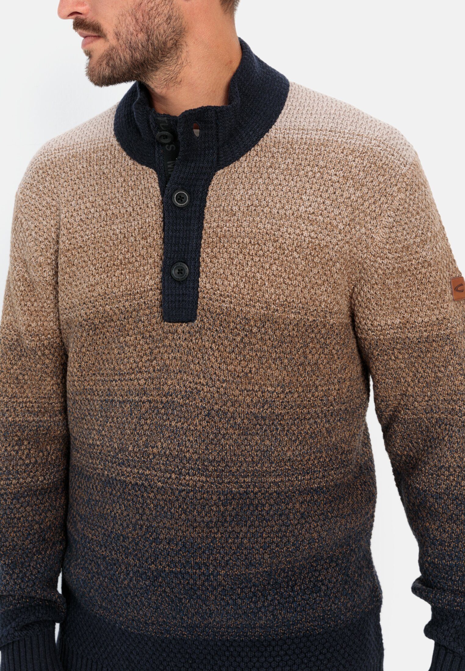 camel active Troyer aus einem Baumwollmix Langarm Stehkragen (1-tlg) Markenlogo