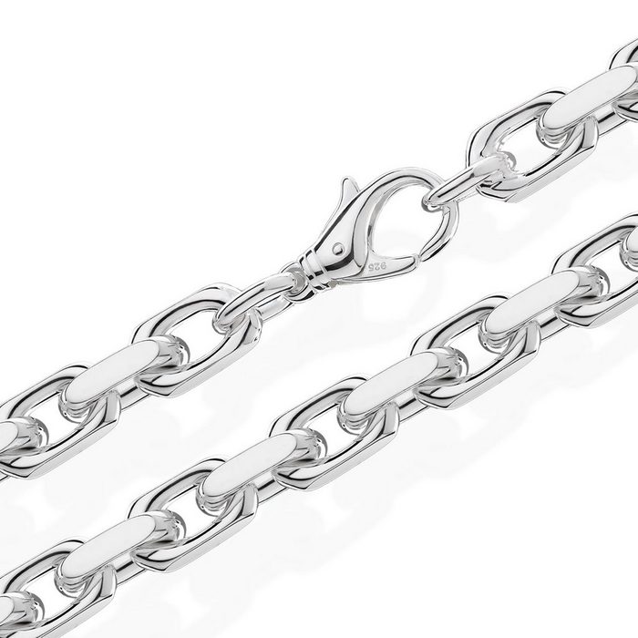 NKlaus Silberkette 55cm Ankerkette Halskette Massiv 925 Sterlingsilbe Diamantiert