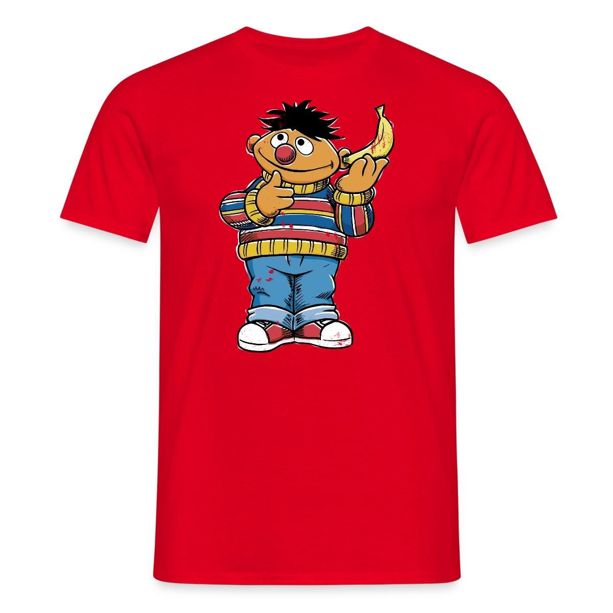 Spreadshirt Sesamstraße Ernie Mit Banane Pose Lustig Used Look Männer T-Shirt (1-tlg)